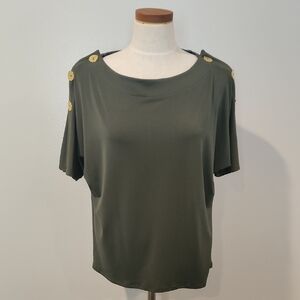 NWT Cable & Gauge Green Boxy Short Sleeve Blouse